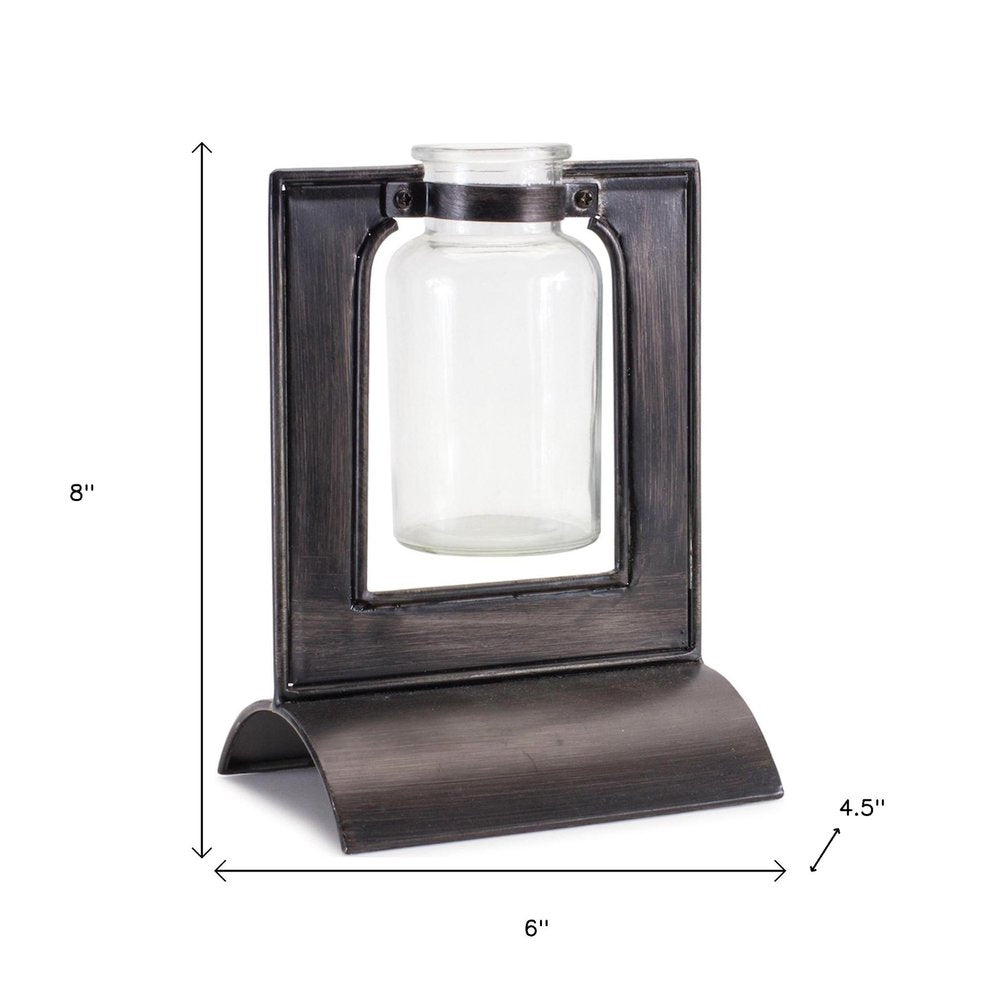 8" Black Round Metal Table Vase