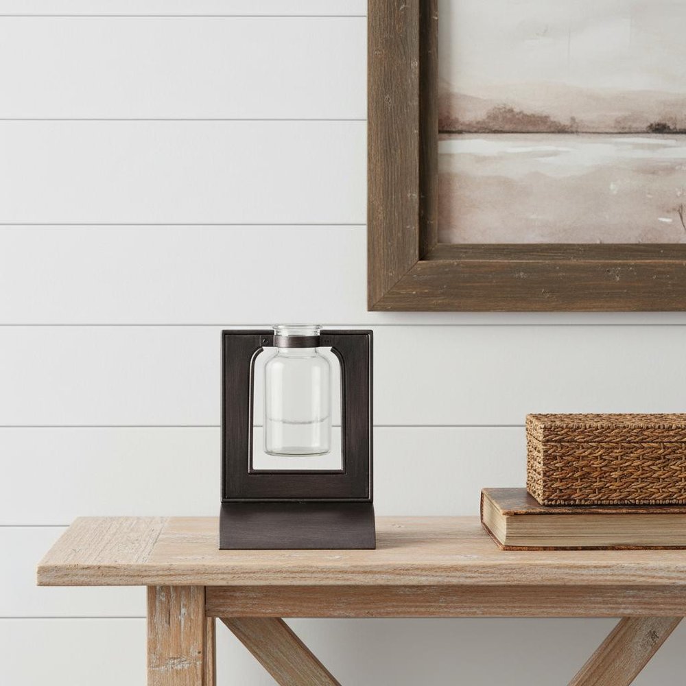 8" Black Round Metal Table Vase