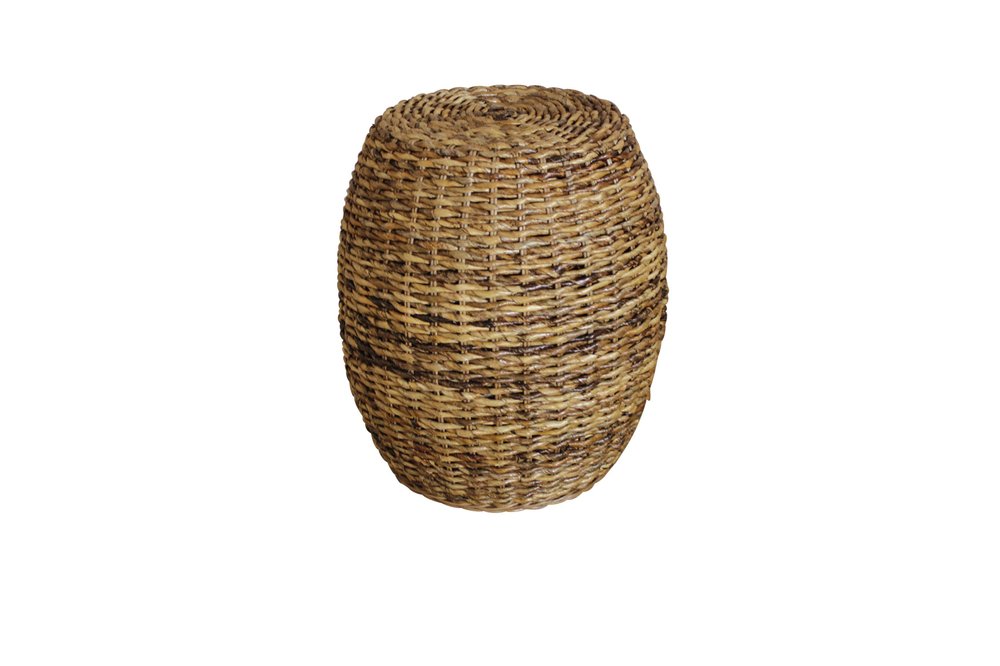 20" Natural Rattan Round Drum End Table
