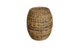 20" Natural Rattan Round Drum End Table
