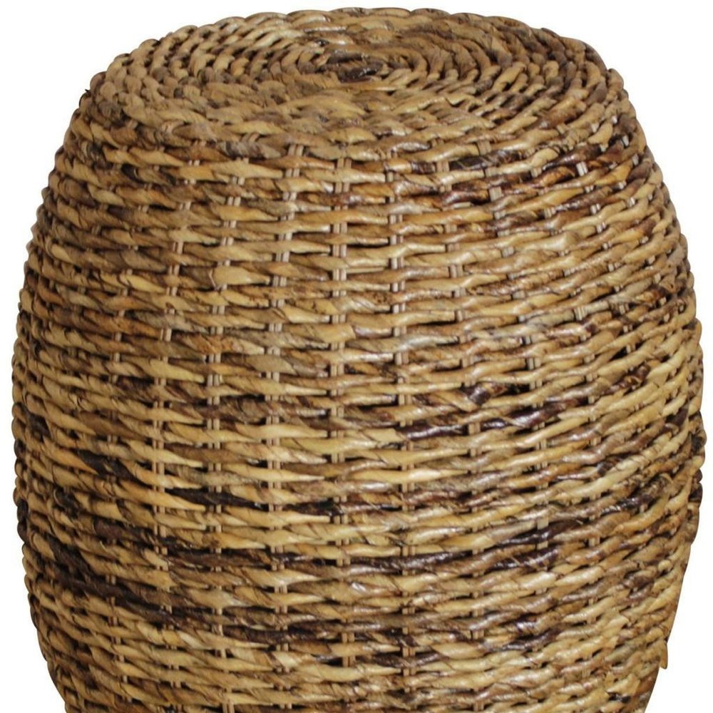 20" Natural Rattan Round Drum End Table
