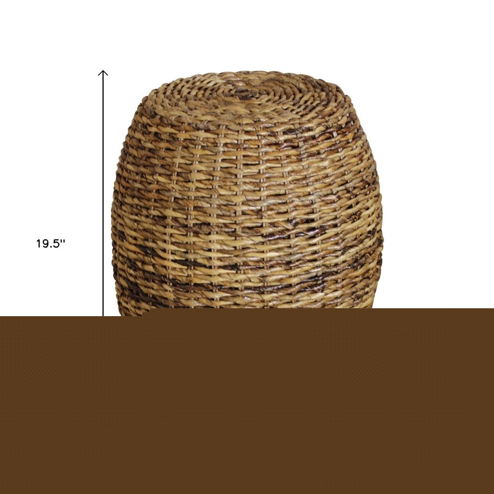 20" Natural Rattan Round Drum End Table