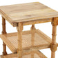 24" Natural Solid Wood End Table With Two Shelves