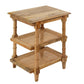 24" Natural Solid Wood End Table With Two Shelves