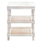 24" Antiqued White Solid Wood End Table With Two Shelves