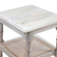 24" Antiqued White Solid Wood End Table With Two Shelves