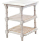 24" Antiqued White Solid Wood End Table With Two Shelves