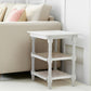 24" Antiqued White Solid Wood End Table With Two Shelves