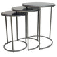 Set of Three Black and Gray Marble and Iron Round Frame Nested Tables