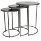 Set of Three Black and Gray Marble and Iron Round Frame Nested Tables