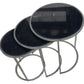 Set of Three Black and Gray Marble and Iron Round Frame Nested Tables