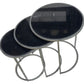 Set of Three Black and Gray Marble and Iron Round Frame Nested Tables