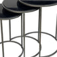 Set of Three Black and Gray Marble and Iron Round Frame Nested Tables