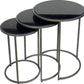 Set of Three Black and Gray Marble and Iron Round Frame Nested Tables