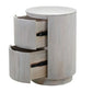 24" White Solid Wood Round Drum End Table With Two Drawers