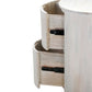 24" White Solid Wood Round Drum End Table With Two Drawers