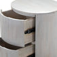 24" White Solid Wood Round Drum End Table With Two Drawers