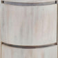 24" White Solid Wood Round Drum End Table With Two Drawers
