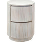24" White Solid Wood Round Drum End Table With Two Drawers