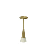 24" Gold and White Metal Round Pedestal End Table