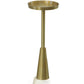 24" Gold and White Metal Round Pedestal End Table