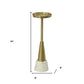 24" Gold and White Metal Round Pedestal End Table