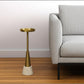 24" Gold and White Metal Round Pedestal End Table