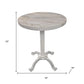 22" White Solid Wood and Metal Height Adjustable Round Pedestal End Table