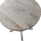 22" White Solid Wood and Metal Height Adjustable Round Pedestal End Table