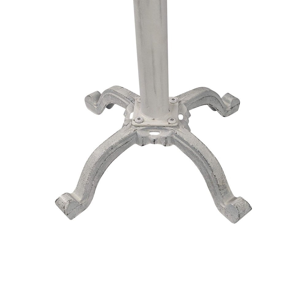 22" White Solid Wood and Metal Height Adjustable Round Pedestal End Table