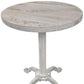 22" White Solid Wood and Metal Height Adjustable Round Pedestal End Table