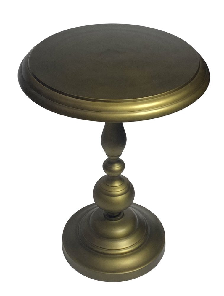 24" Brass Aluminum Round Pedestal End Table
