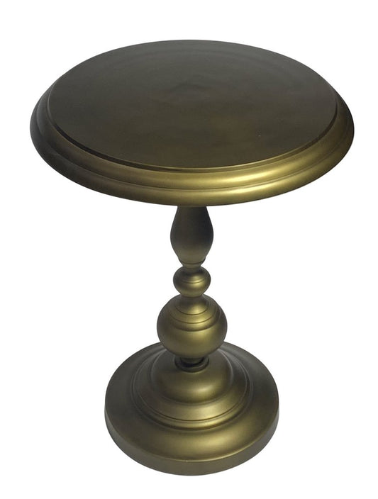 24" Brass Aluminum Round Pedestal End Table