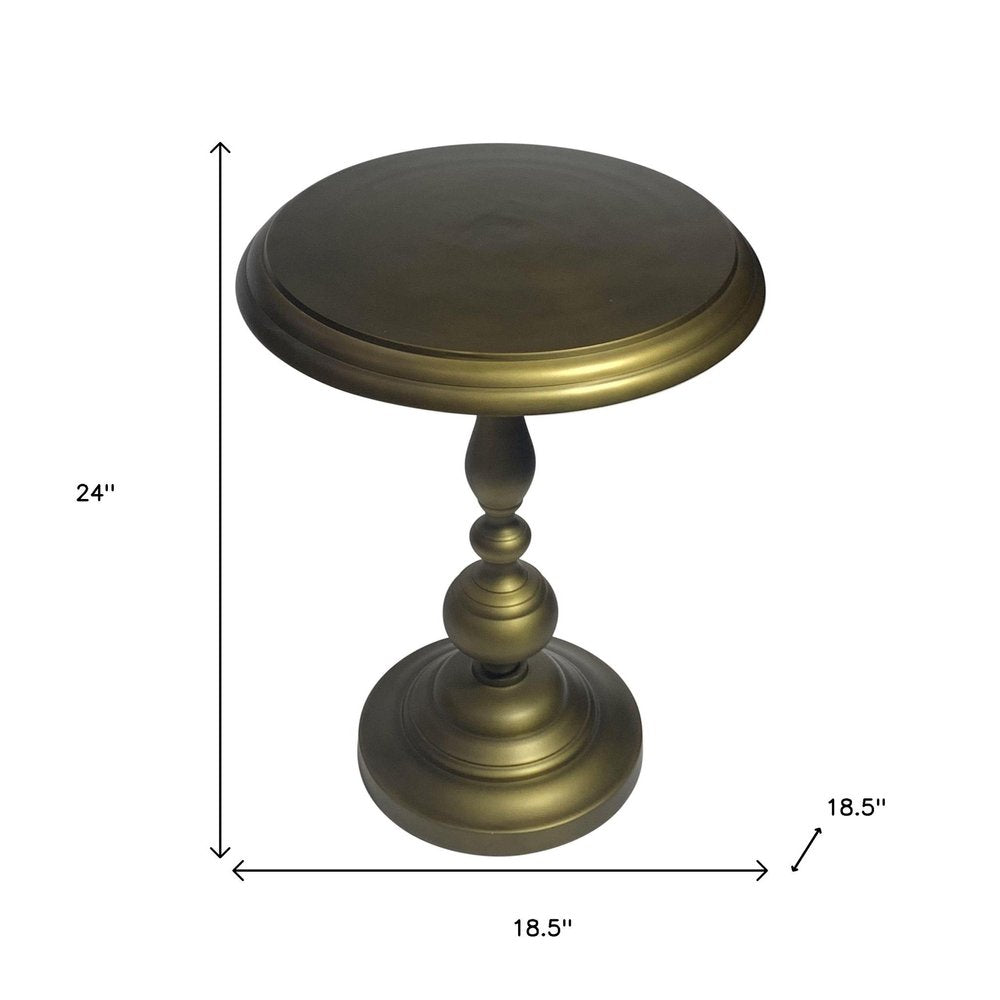 24" Brass Aluminum Round Pedestal End Table
