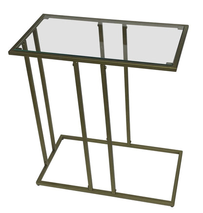 26" Clear and Antiqued Gold Glass and Iron Frame End Table