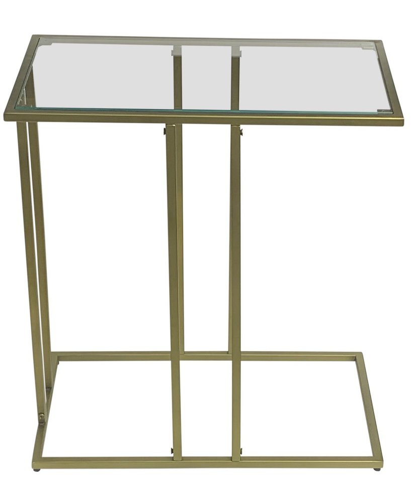 26" Clear and Antiqued Gold Glass and Iron Frame End Table