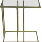 26" Clear and Antiqued Gold Glass and Iron Frame End Table