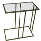 26" Clear and Antiqued Gold Glass and Iron Frame End Table