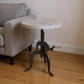 19" Natural and Gunmetal Solid Wood and Iron Height Adjustable Round End Table