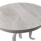 19" White Solid Wood and Iron Height Adjustable Round End Table