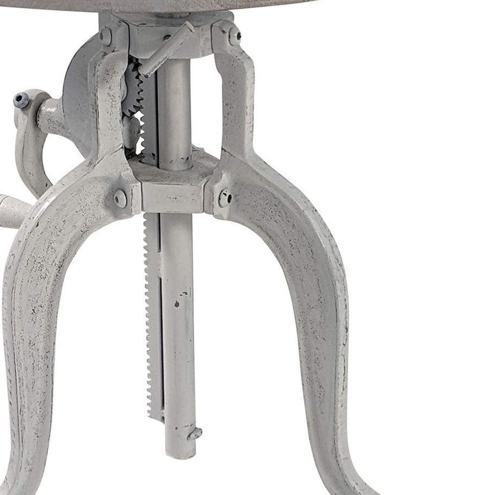 19" White Solid Wood and Iron Height Adjustable Round End Table