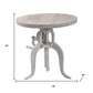 19" White Solid Wood and Iron Height Adjustable Round End Table