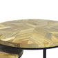 Set of Two Natural and Black Solid Wood and Metal Round Frame Nested Tables