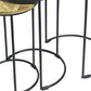 Set of Two Natural and Black Solid Wood and Metal Round Frame Nested Tables