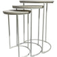 Set of Two White Solid Wood and Metal Round Frame Nested Tables