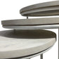 Set of Two White Solid Wood and Metal Round Frame Nested Tables