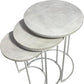 Set of Two White Solid Wood and Metal Round Frame Nested Tables
