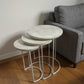 Set of Two White Solid Wood and Metal Round Frame Nested Tables