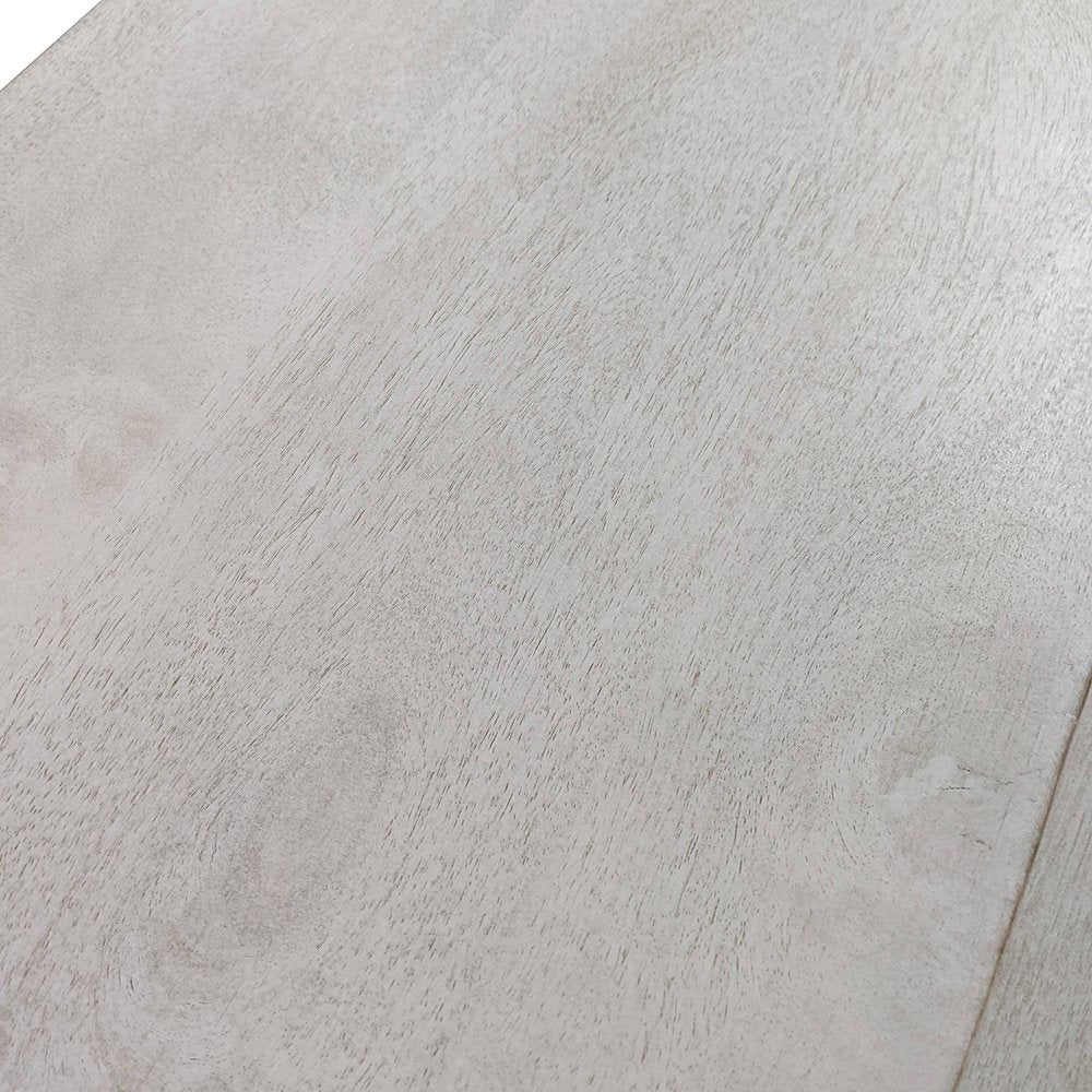 Set of Three Antiqued White Solid Wood and Steel Frame Nested Tables