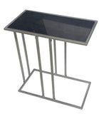 26" Black and Gunmetal Marble and Iron Frame End Table